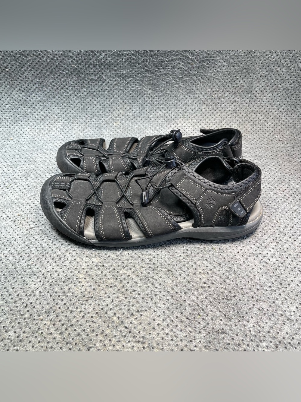 Khombu Fisherman Black Leather Sandals Size 12 Men’s